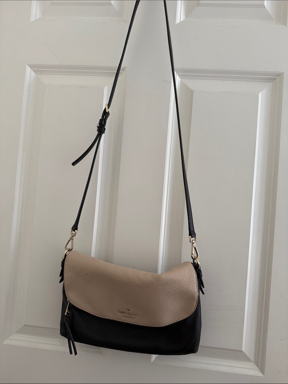 Kate Spade Two-Tone Leather Crossbody Bag - Beige and Black
